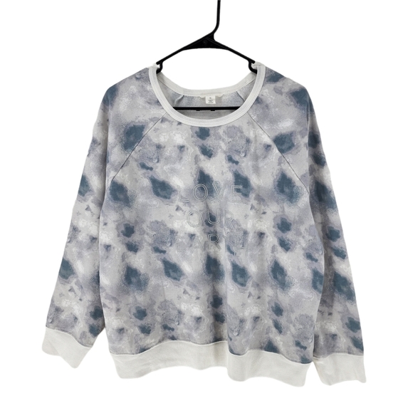 Caslon Women's Love Your Earth Printed Round Neck Long Sleeve Shirt - XL - Picture 1 of 7